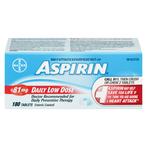 Aspirin 81mg Coated 180 Tablets