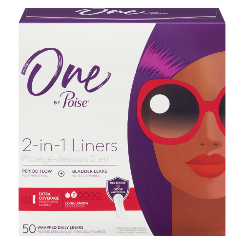 One by Poise 2in1 Extra Coverage Long Liners 50