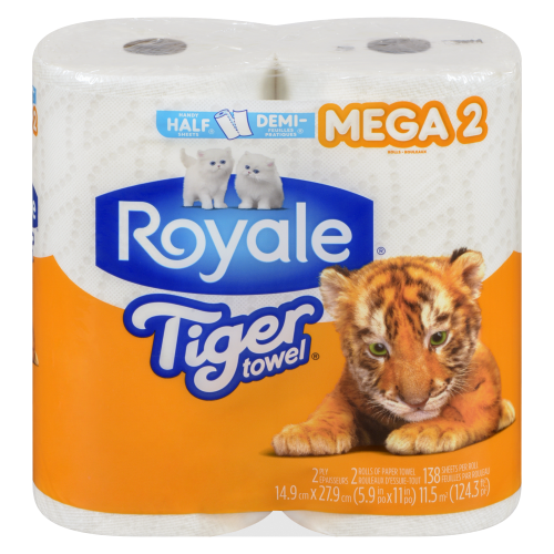 Royale Tiger Towel Mega 2 Roll Half Sheets 138