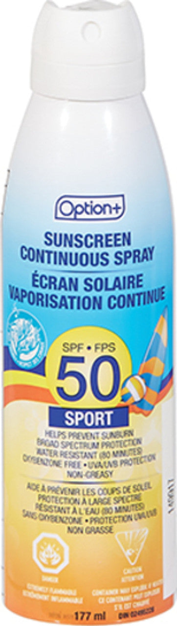 Option+ Sunscreen Spray SPF 50 Sport 177ml