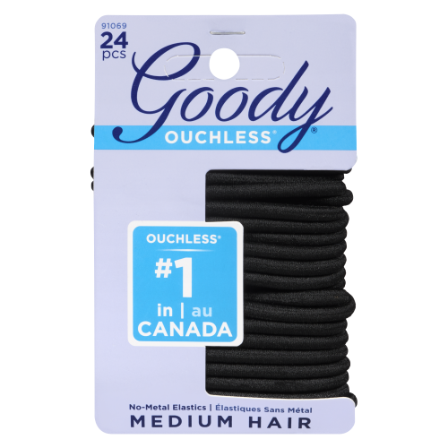 Goody Ouchless Medium Hair Elastics Black 24's