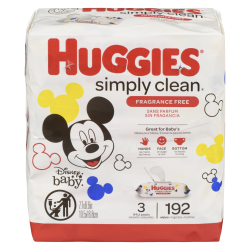 Huggies Simply Clean Fragrance Free 192 wipes