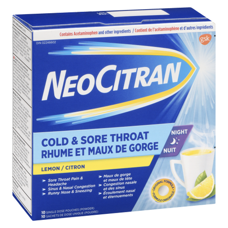 Neo Citran Cold & Sore Throat Night 10's