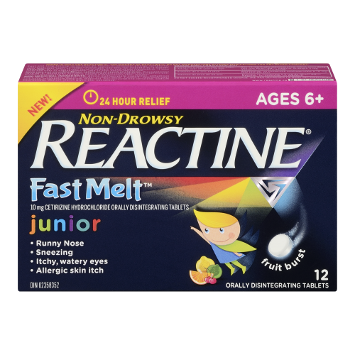 Reactine Fast Melt Junior 12 Tablets Fruit Burst