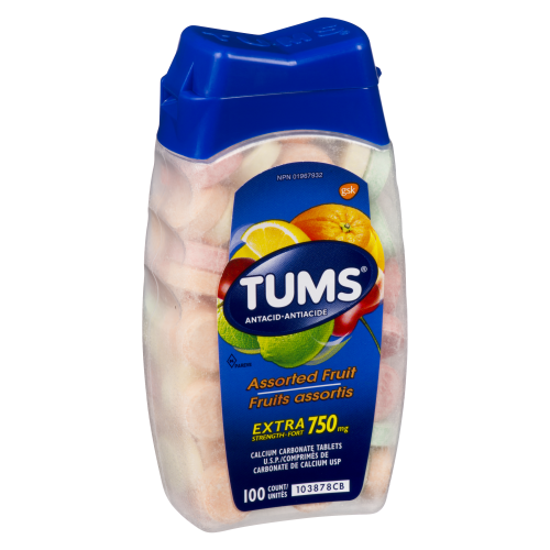 Tums Extra Strength Fruit Tabs 750mg 100's