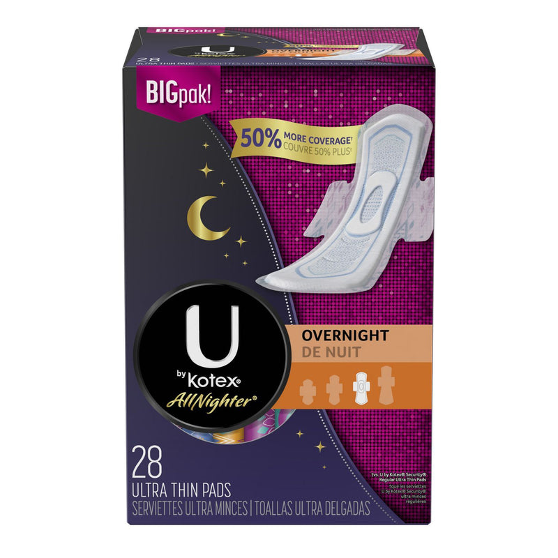 U by Kotex 28 Premium Overnight Pads with Wings