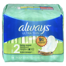 Always Ultra Thin Long Super 16 Pads  Size 2