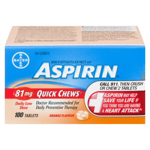 Aspirin 81mg 100's Chewables