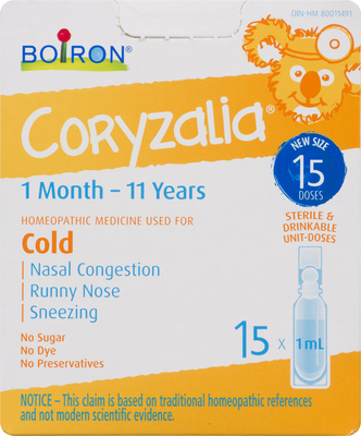 Boiron Coryzalia Cold 1 month- 11 years 15x1ml