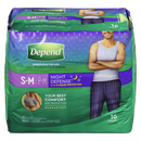 Depend Night Defense Men S-M Underwear 16