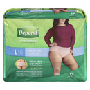 Depend Womens Max Large 17's