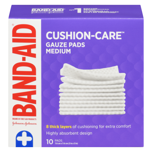 J&J Band-Aid Cushion Care Gauze Pads Medium 10pk