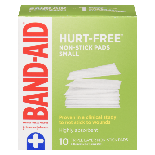 J&J Bandaid Hurt Free Non-Stick Pads Small 10pk