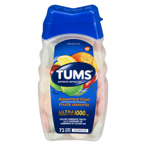 Tums Ultra Assorted Fruit's 72 Antacid Tablets