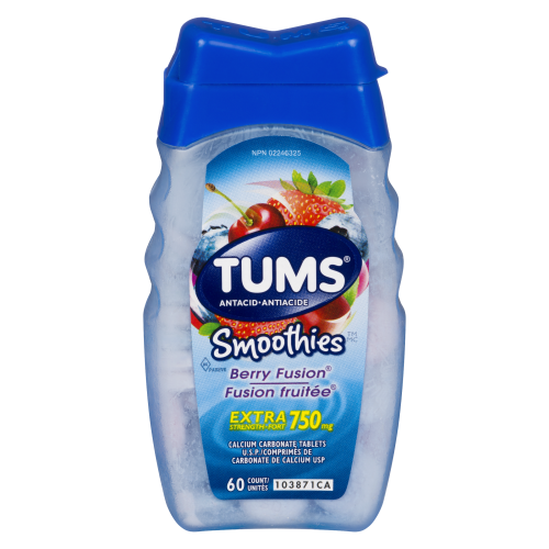 Tums Smoothies Berry Fusion Extra 750mg 60's