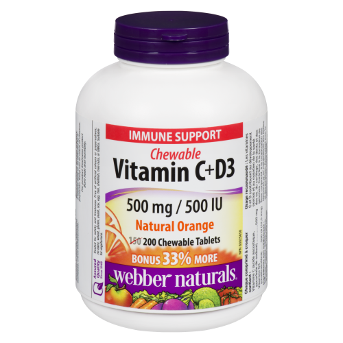 Vitamin C +D3 500mg 500iu Orange 200Chews