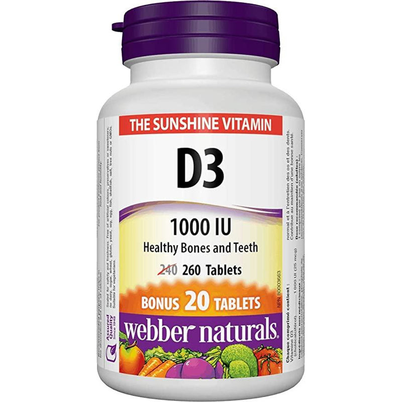 Webber Vitamin D3 1000IU 240+20 tabs Bonus Size